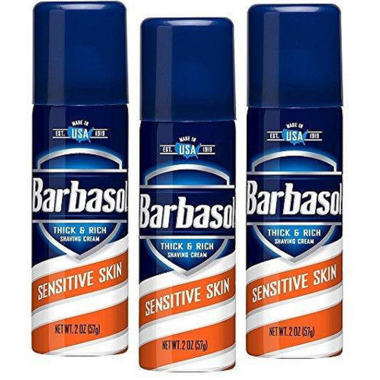 Barbasol Sensitive Skin Thick & Rich Shaving Cream For Men, Travel 2oz