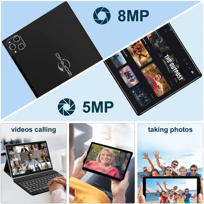 Tablet 2026 Newest Android 14 Tablet, 10 Inch Tablet,5G Wi-Fi Tablet Computer,2 in 1 Tablet with Keyboard, 128GB ROM+16(8+8)GB RAM + 1TB Expand,Octa-Core Processor,1920 * 1200 Ips,Bluetooth,Gps,Black