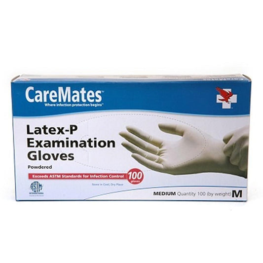 CareMates Latex Exam Gloves – Powder-Free & Non-Sterile – Medium, 100 ct