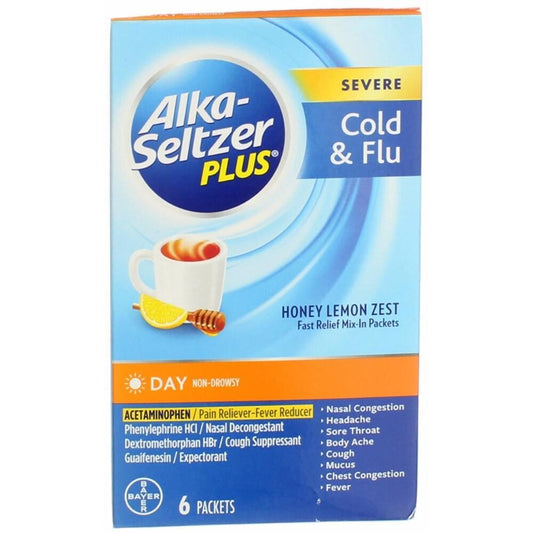Alka-Seltzer Plus Cold & Flu Day Powder Packets, Honey Lemon Zest