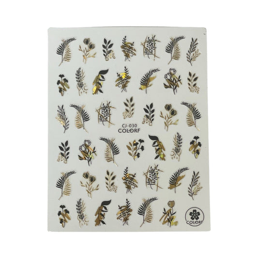 Black And gold Branches Nail Stickers  CJ-029
