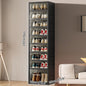 NLDD Extra-Wide & Tall 9-Tier Shoe Cabinet Holds 18 Pairs Clear Doors Wheels for Effortless Storage Stackable Reinforced Frame Ventilation Holes