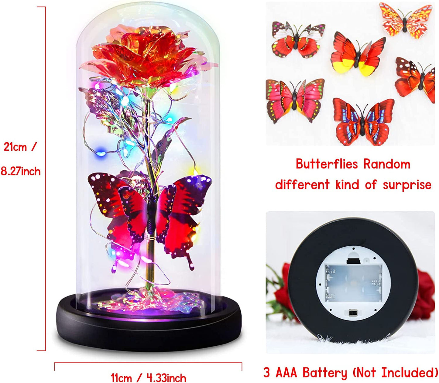 Galaxy Flowers Rose Gift, Enchanted Infinity Rose in Glass Dome, Valentines Rose Gifts for Valentine's Day, Mother's Day, Anniversary, Wedding