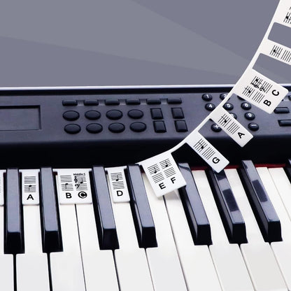 Removable Piano Key Stickers Note Labels for 88 Key Full Size Silicone Reusable Piano Keyboard Stickers for Beginners Comes with Box(Black)
