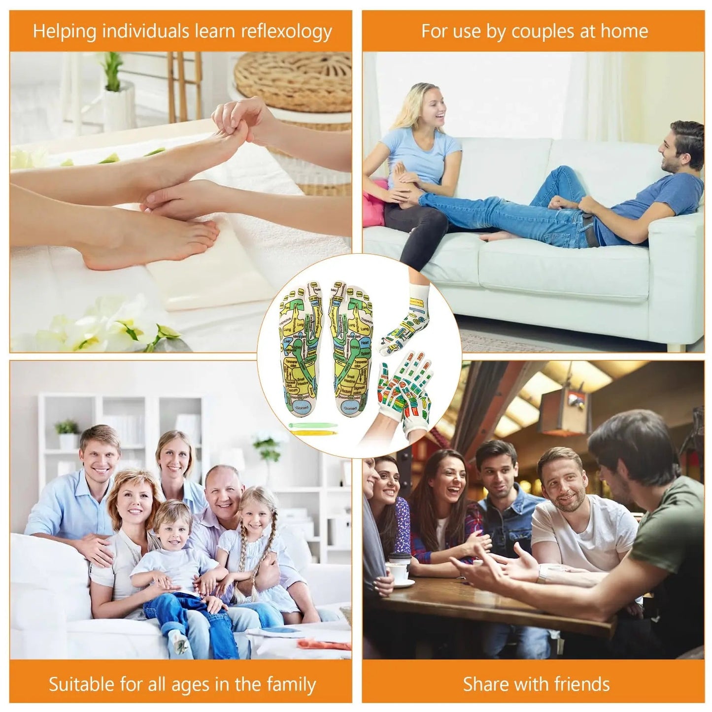 Reflexology Socks Gloves Hand Foot Massage Soothing Relaxing Therapy Pain Relief Improve Circulation Health Personal Foot Care