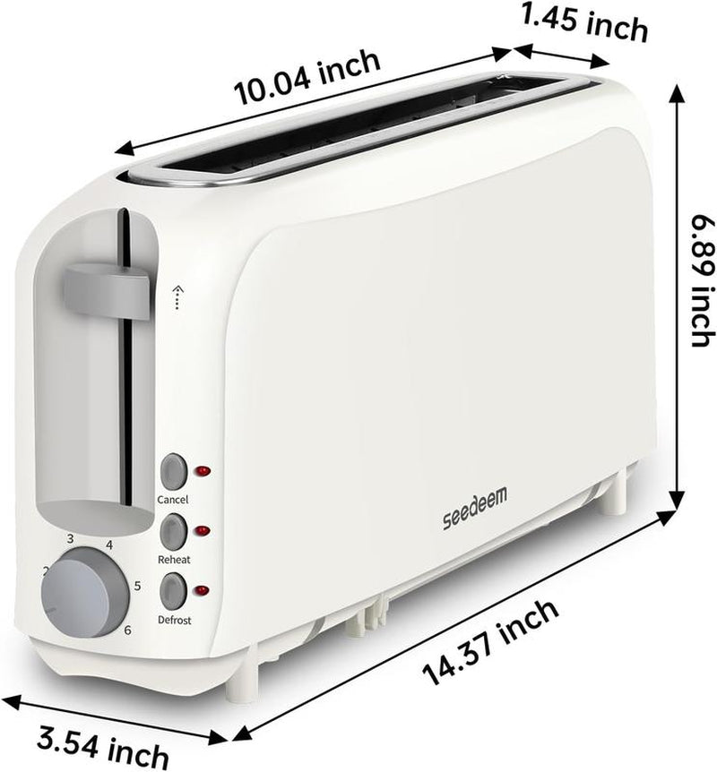 Fits-Anywhere 750W Slim Toaster with 6 Shade Settings, Cancel, Reheat & Defrost, Removable Crumb Tray - Perfect Toast Every Time!