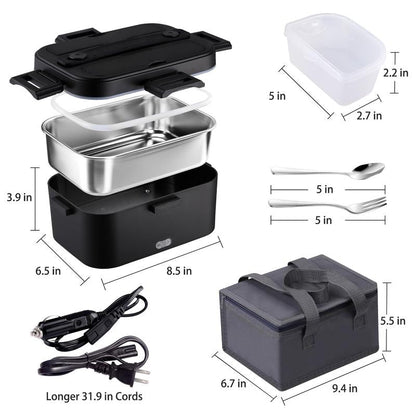 Electric Lunch Box Food Heater 80W，12V/24V/110V Self Heating Lunchboxfor Work/Car/Truck with Insulated Bag，1.5/1.8L,Dealsforyoudays