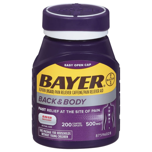 Bayer Back & Body Extra Strength Pain Reliever – 200 Count Value Pack – 500mg Aspirin & 32.5mg Caffeine