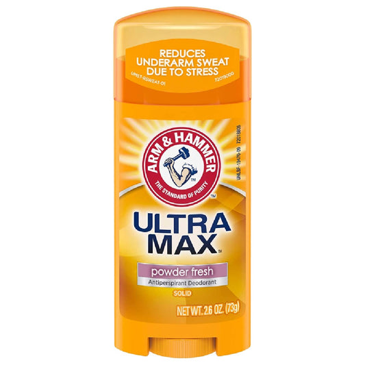 Arm & Hammer Ultra Max Antiperspirant Deodorant, Invisible Solid, Powder Fresh 2.6 Oz
