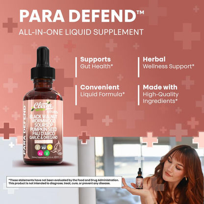 Para Defend Black Walnut Liquid Drops with Sweet Wormwood, Soursop, Garlic, Pumpkin Seed, Pau D'Arco, Oregano, Turmeric, Berberine and Neem Tincture