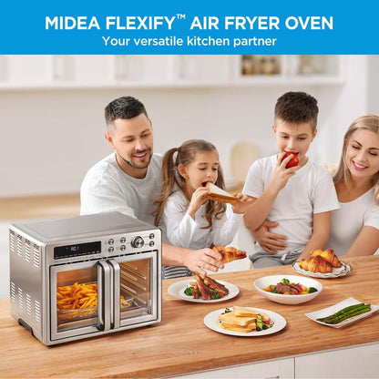 Midea Flexify 10-in-1 French Door Air Fryer Toaster Oven Combo - 26.4 QT, 25% Faster Cooking, 90% Less Oil, Elegant Design - Perfect Gift for the Season!