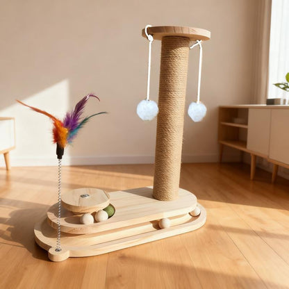Interactive Cat Toy Set, Durable Vertical Scratcher, Scratching Post & Rolling Ball Design, Perfect for Playful Cats, Enhances Mental Stimulation