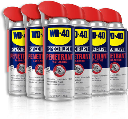 WD-40 Specialist Penetrant with Smart Straw, Penetrant for Metal, Rubber and Plastic Threads, Locks and Nuts, Industrial Strength Fast-Acting Formula, 11 Oz.