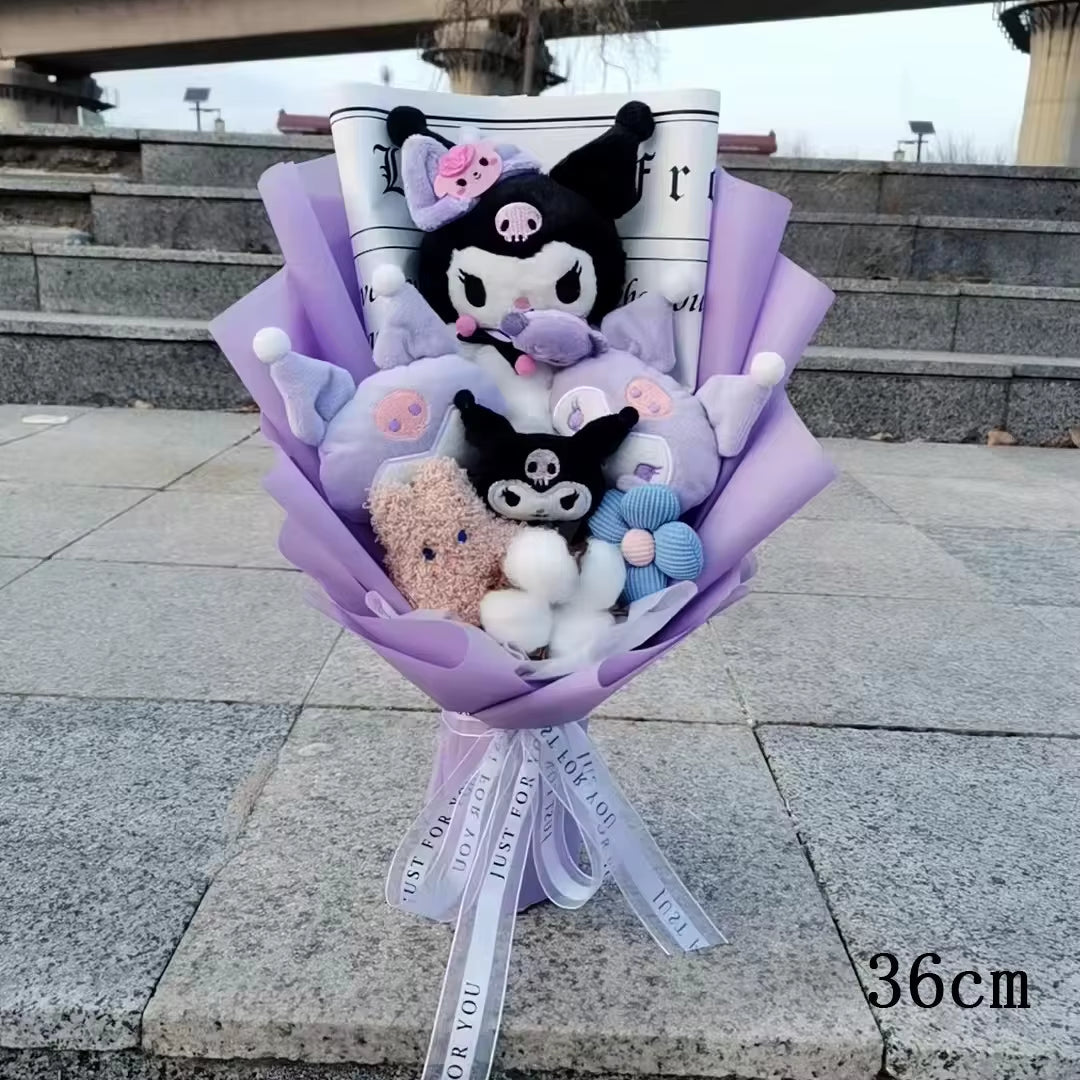Hello Kitty Cartoon Plush Bouquet Anime Rose Flowers Doll Home Wedding Decoration Christmas Valentine'S Day Gift