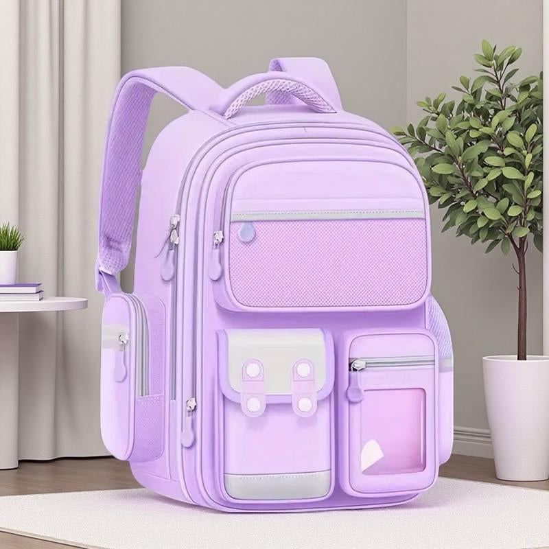 LLL Purple Cute Backpack Large Capacity Lightweight Bookbag Kawaii Casual Outdoor Daypack with Multiple Pockets and Adjustable Straps