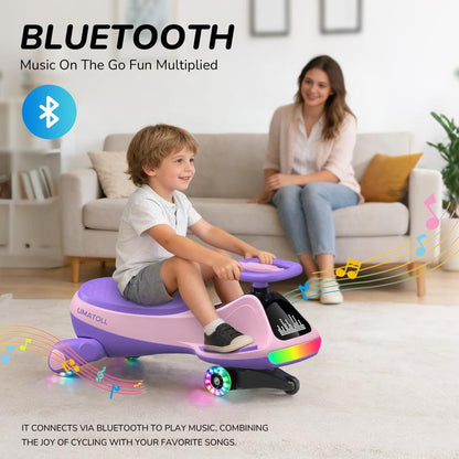 Umatoll 12V Electric Wiggle Car with Digital Display Screen, Pedal & RGBIC LED Lights, Ride on Toys, Bluetooth, Birthday Gifts