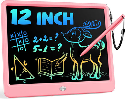 Bravokids 10 Inch LCD Writing Tablet for 3-8 Year Olds - Electronic Drawing Pad and Doodle Board as Educational Birthday Gifts for Girls and Boys (Pink)