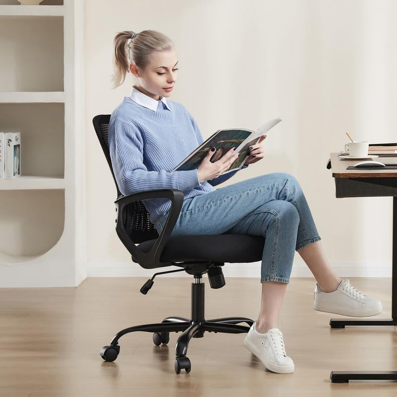【Deal】Sweetfurniture Office Chair, Desk Chair, Ergonomic Home Office Desk Chairs, Computer Chair with Comfortable Armrests, Mid-Back Task