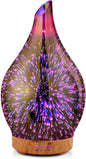 Porseme 280Ml Essential Oil Diffuser 3D Hand-Blown Glass Aroma Diffusor, Aromatherapy Unltrasonic Cool Mist Deffuser, 7 Color Changing Humidifier, Waterless Shut-Off, Timer Function for Home Office