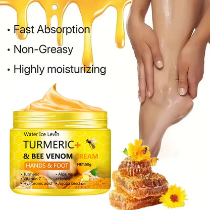 Revitalizing Turmeric & Bee Venom Foot and Hand Cream - 50g for Cracked Skin Repair and Moisture Restoration