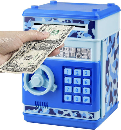 HUSAN Piggy Bank for Kids, Electronic Password Code Money Bank ATM Bank Box Coin Bank for Children Boys and Girls (Black)