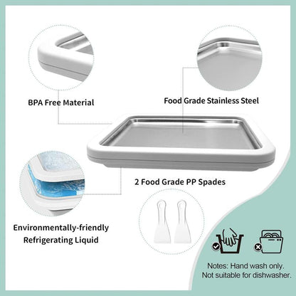 Instant Ice Cream Maker Rolled Ice Cream Maker Frozen Yoghurt Plate Instant Gelato Pan Roll for Homemade DIY Fun Parent Child Activities Families White