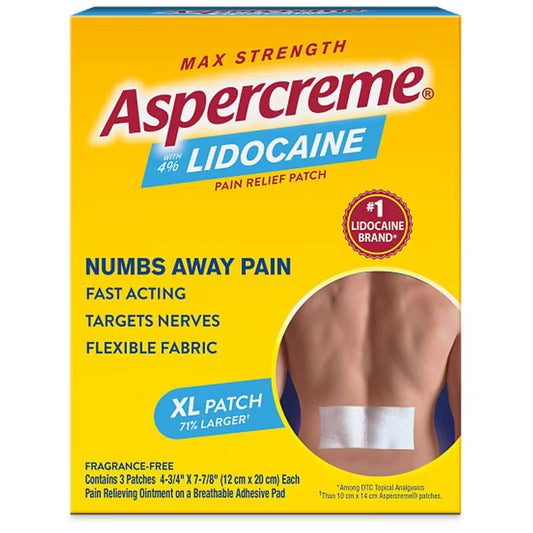 Aspercreme Lidocaine XL Pain Relief Patches - Max Strength 4% Lidocaine, 3 Count
