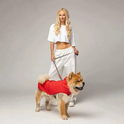 Lindo Softshell Red Stripe Waterproof Dog Raincoat