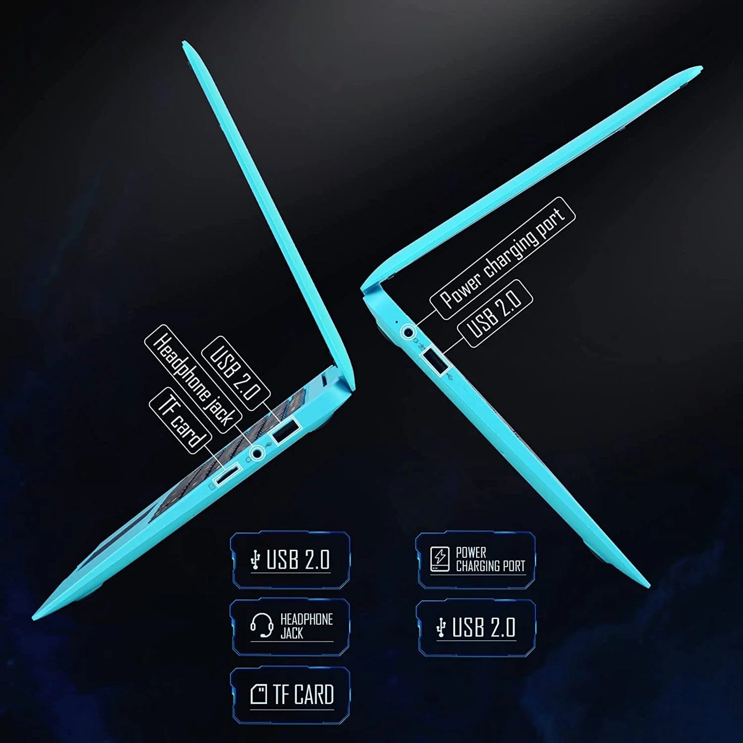 10.1 Inch Laptop Android 12.0 Computer, Quad Core Powered Netbook,2G RAM+64 GB ROM Mini Laptop Computer for Kids with Bag, Mouse, and Mouse Pad(Blue)