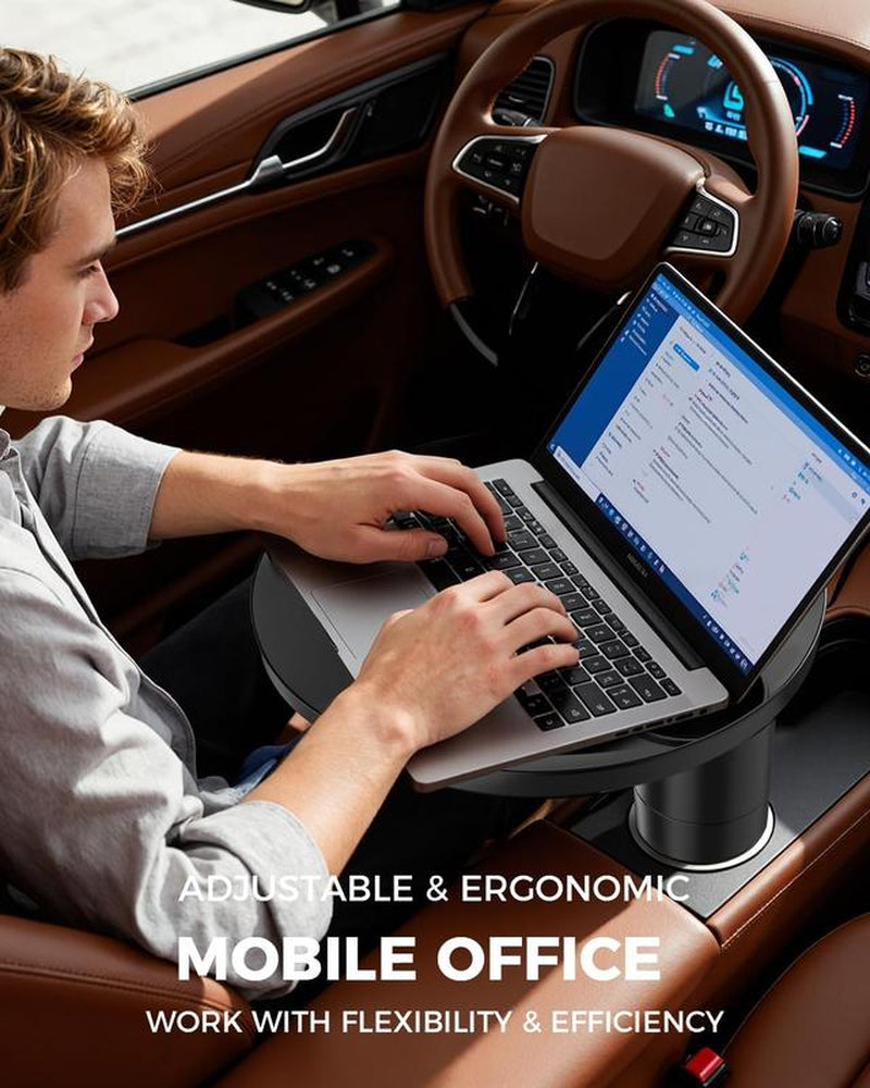 FLORICH All-In-One Car Organizer: Big Cup Holder Expander & 360° Rotating Tray. Universal Steering Wheel Mount Desk Car Tray for Food, Laptop, Drinks. Fits Auto Center Console. Big Cup Holder Expander for Car，Car Cup Holder