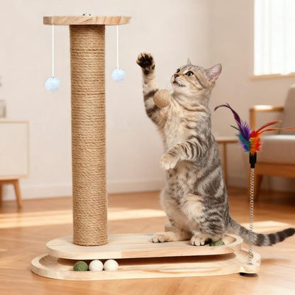 Interactive Cat Toy Set, Durable Vertical Scratcher, Scratching Post & Rolling Ball Design, Perfect for Playful Cats, Enhances Mental Stimulation