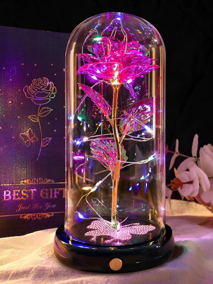Valentines Day Birthday Gifts for Her Women Blue Rose Eternal Flower Light up Rose in Glass Dome with Butterfly, Valentine'S Flowers Gifts for Her Wife Mom Girlfriend Delivery Prime Anniversary