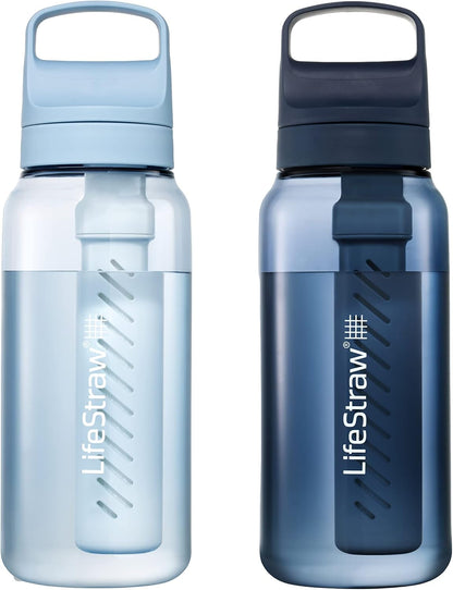 Lifestraw Go Series – Bpa-Free Water Filter Bottle for Travel and Everyday Use, Removes Bacteria, Parasites and Microplastics, Improves Taste, 22 Ounce, Nordic Noir