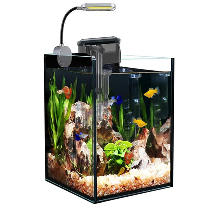 Craftsboys 1.5Gal Nano Glass Fish Tank with Filter & LED Light - Perfect for Betta Fish Aquascaping!