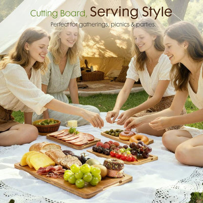 Astercook 4-Piece Bamboo Cutting Board Set with Holder Composite Side Cutting Board for Kitchen Use Chopping Kitchen Knives
