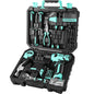 DEKOPRO 126-Piece Pink Household Tool Set with 8V Cordless Drill, Rechargeable Battery, All-In-One Compact Tools Kit, Perfect Christmas Gift, Ideal for Home Repairs & DIY Projects