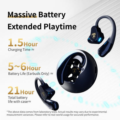 Lamborghini Official Wireless Earbuds | Sport Ear Hook Audifonos Bluetooth 6.0 Headphones | Deep Bass, Low Power Use | Comfortable for Running, Gym & Daily Calls Earphones, Electronic Audio Headset New Year Gifts Tiktokshopcreatorpicks