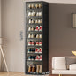 NLDD Extra-Wide & Tall 9-Tier Shoe Cabinet Holds 18 Pairs Clear Doors Wheels for Effortless Storage Stackable Reinforced Frame Ventilation Holes