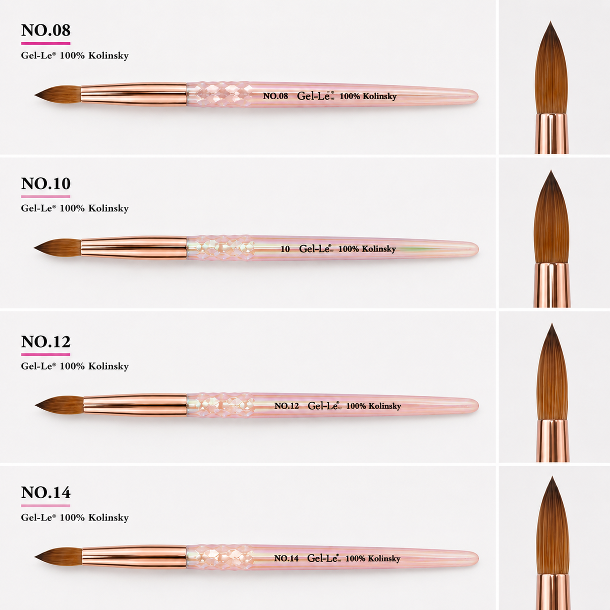 Gel-Le - Acrylic Brush -100% Kolinsky (Pink Handle)