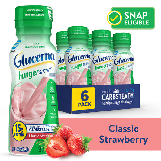 Glucerna Hunger Smart Diabetes Nutritional Shake Creamy Strawberry 10 Oz 6 Ct Liquid