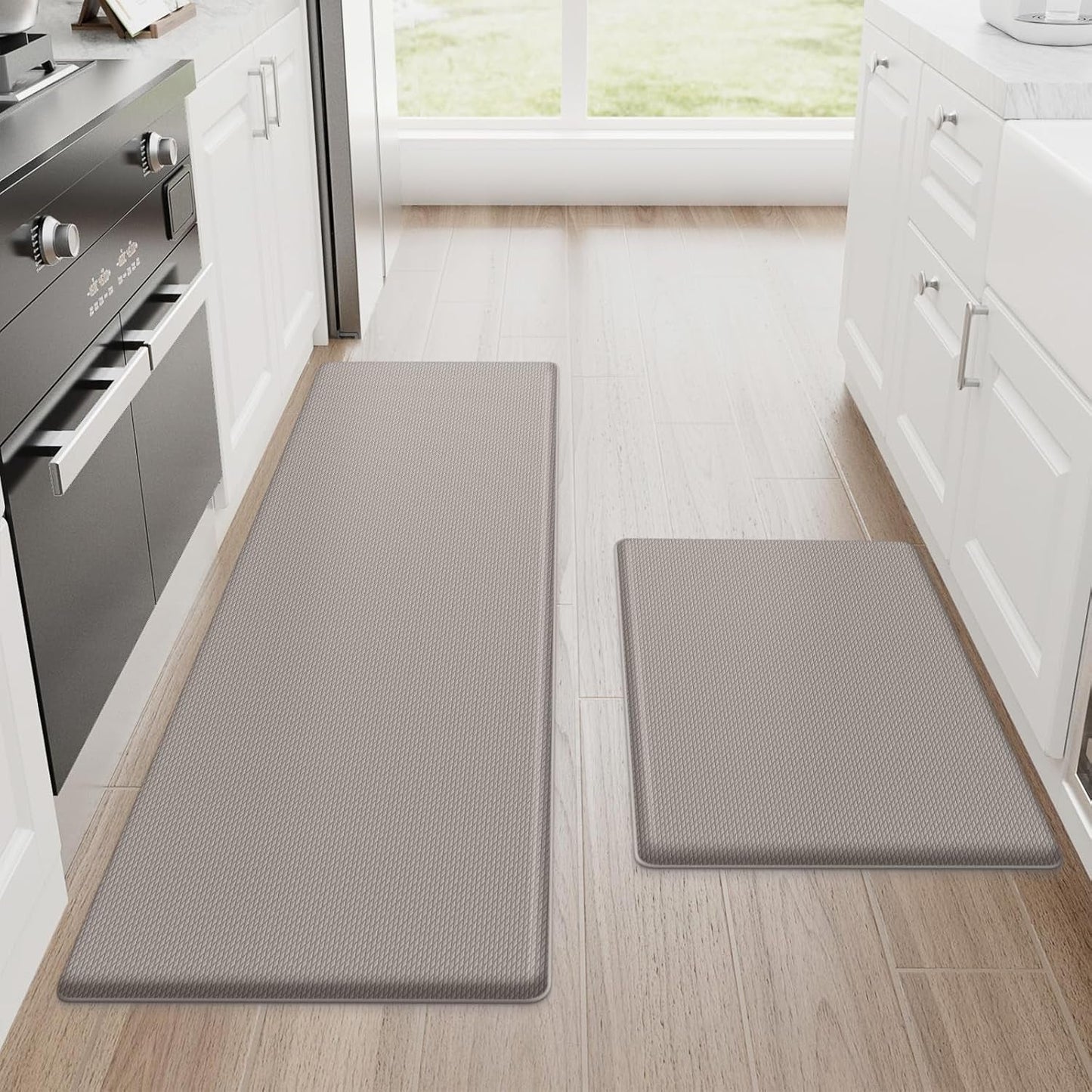Kitchen Mats, 2PCS Kitchen Rugs, Cushioned anti Fatigue Kitchen Mats for Floor, Non-Slip Standing Desk Mat, Waterproof Kitchen Rug Set for Kitchen,20" X 32"+20" X 94.5"-Full 1Inch Thick,Black