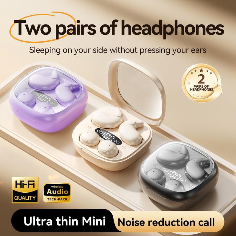 CHENRUIDA M126 Mini Invisible Bluetooth Earbuds (Two Pairs) - Comfortable Sleep Earphones with Active Noise Cancellation, Long Battery Life, Suitable for Side Sleepers, Painless for Extended Wear, High-Definition Sound Quality