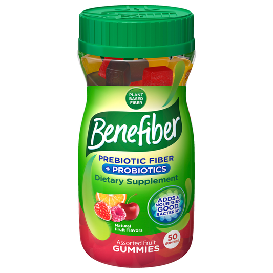 Benefiber Prebiotic + Probiotic Gummies - Dual Action Biotic - Fruit Flavor - 50 ct