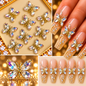 Queen - Nail Charms 10pc - #312 Gold Iridescent Crystal Winged Butterflies
