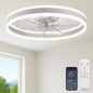 20‘’ Ceiling Fan with Light, Upgraded Low Profile Fan, Flush Mount Ceiling Fan, 6 Speeds, Dimmable LED, App & Remote Control, Quiet DC Motor, for Bedroom, Living Room, F115 White