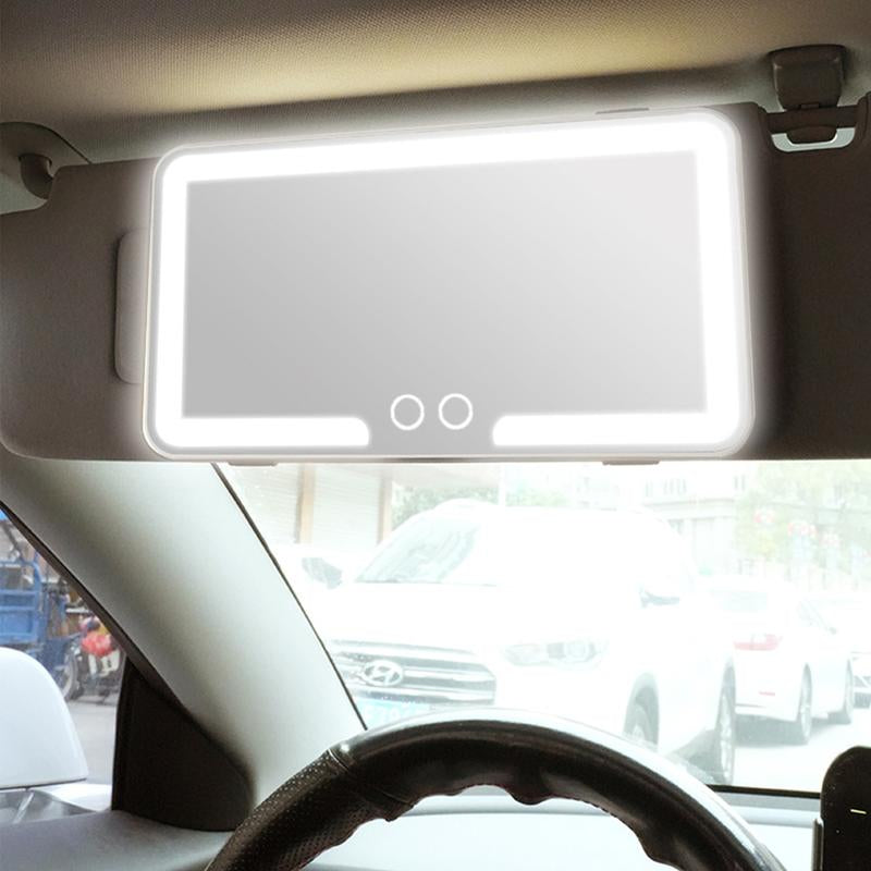 LED Touch Screen Car Sun Visor Makeup Mirror - Adjustable Brightness, Rechargeable HD Vanity Mirror for Stylish Car Accessories