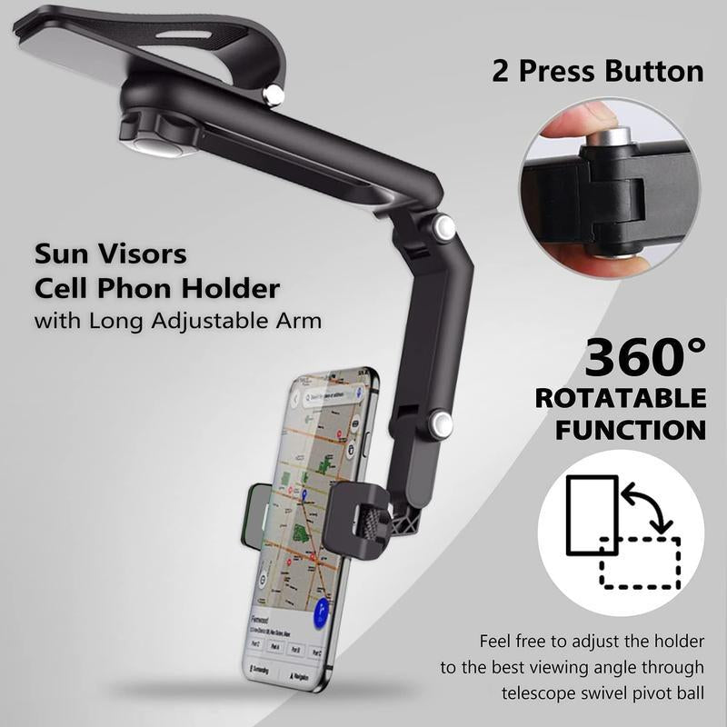 Good Quality New 1080° Multi-Function Sun Visor Universal 360 Degree Rotating Phone Holder Suitable for Any Scene Car Holder -Rotatable and Retractable