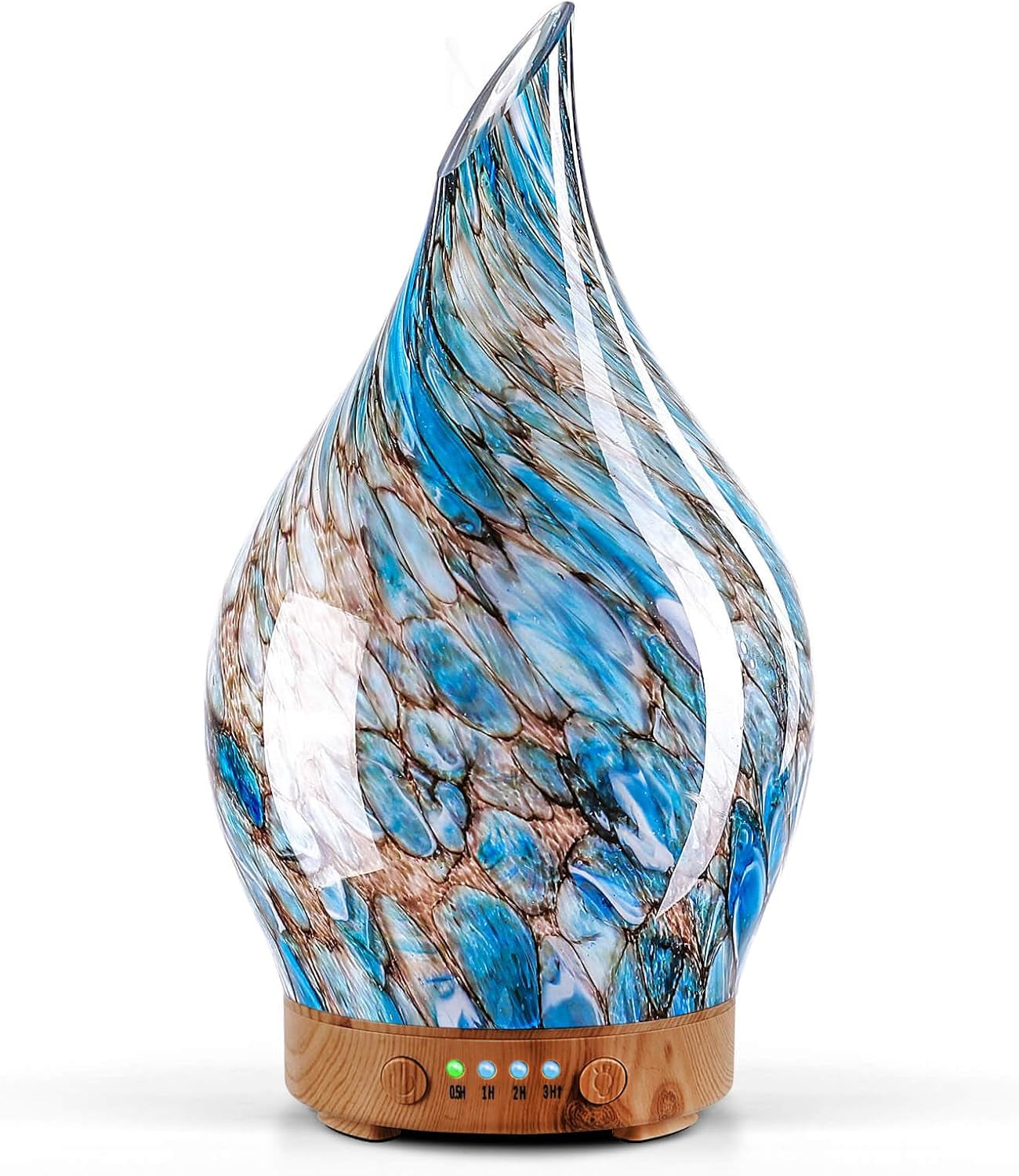 Porseme 280Ml Essential Oil Diffuser 3D Hand-Blown Glass Aroma Diffusor, Aromatherapy Unltrasonic Cool Mist Deffuser, 7 Color Changing Humidifier, Waterless Shut-Off, Timer Function for Home Office