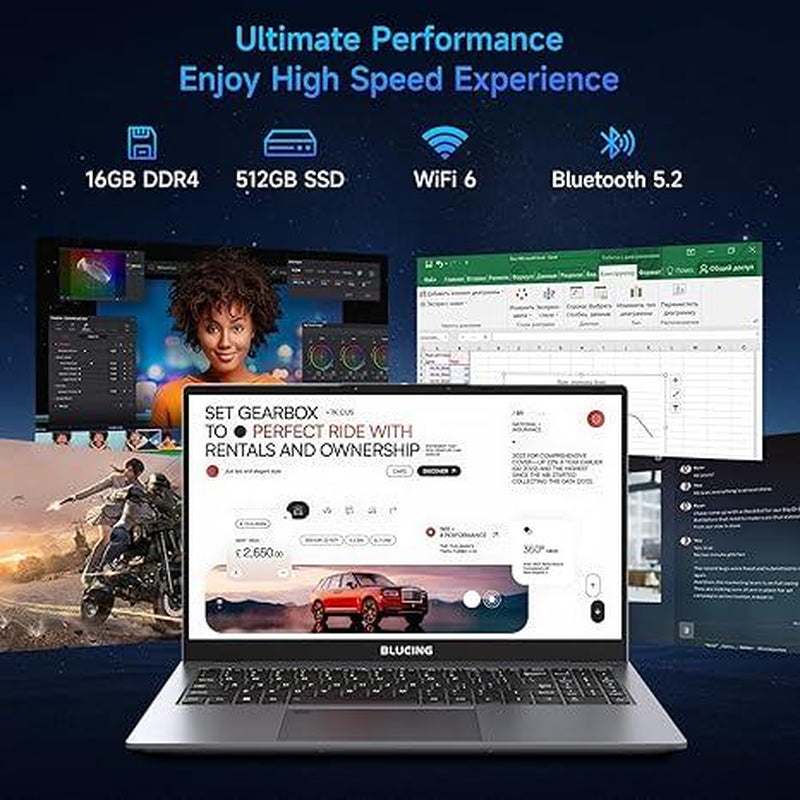 2025 Gaming Laptop,15.6" Full HD IPS Display, Inter Core I5-1240P (Up to 4.4Ghz), 16GB DDR4 512GB SSD, Win 11 Gaming Laptop, Fingerprint, Backlit KB, Wifi 6, BT5