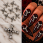 Queen - Nail Charms 10pc - #390 Silver Skull Crosses